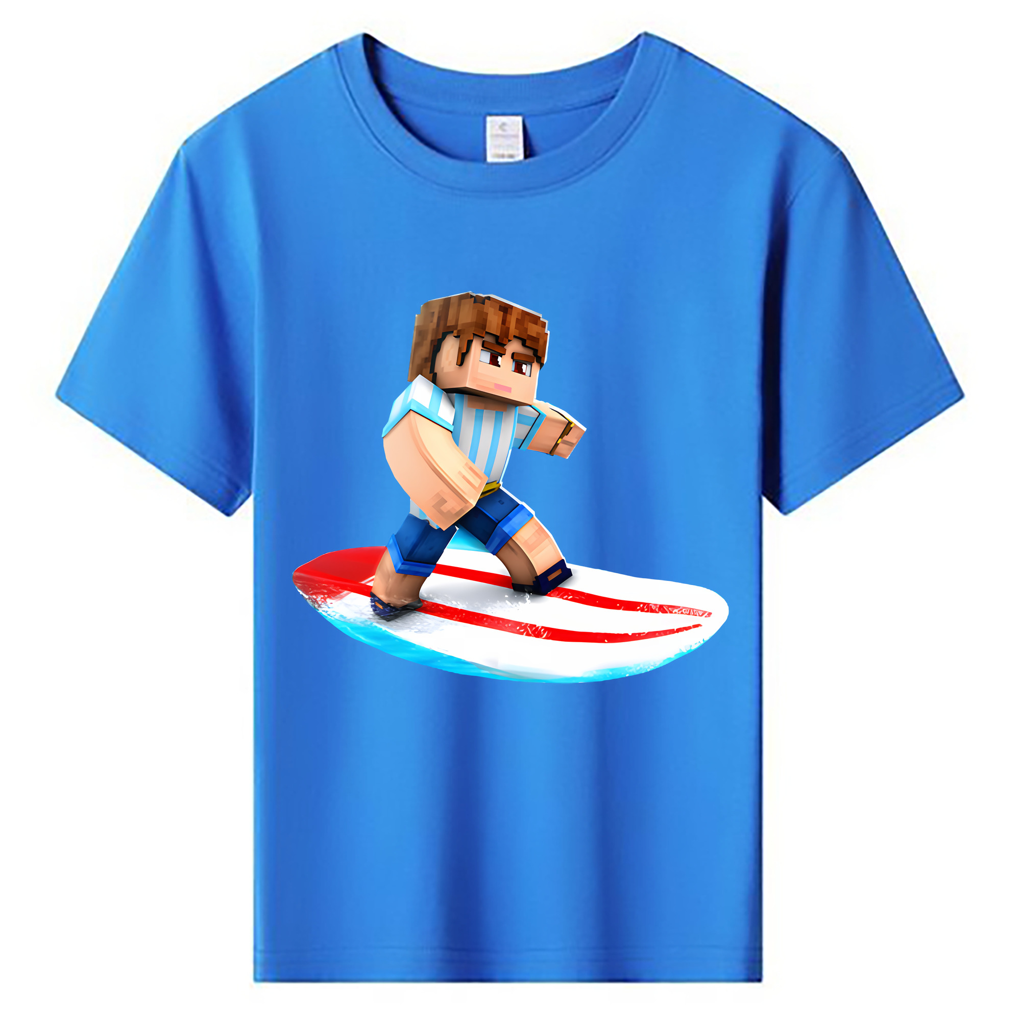 （画像用） マインクラフト ブロックの世界 Minecraft MC Block world 綿100％キッズTシャツ（フロントプリント）